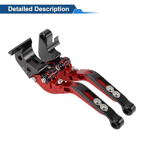 Short/Long Brake Clutch Levers for Suzuki GSXR600 2006-2025 6 Position Adjustable Motorcycle Handlebar Brake Lever Red Handle Black End 1 Pair - color: Red Handle Black End
