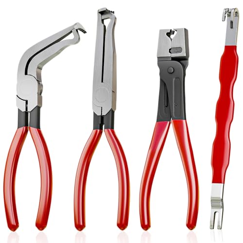 4 PCS Automotive Electrical Disconnect Pliers and Hose Clamp Pliers Set - color: 4 Pcs Automotive Repair Set-red Handle