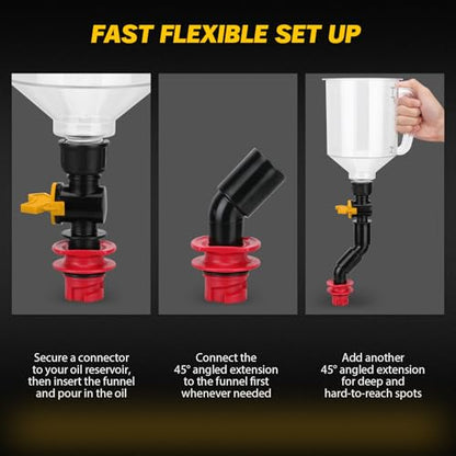 18-Piece No Spill Engine Oil Funnel Kit, 1.59QT/ 1.5L Automotive Coolant Funnel Set, 12 Adapters, Elbow Fitting, Arrow Screen & Magnetic Tray, Compatible with GM, Ford, BMW, Audi, Land Rover Etc - color: Upgraded Version Multi-color