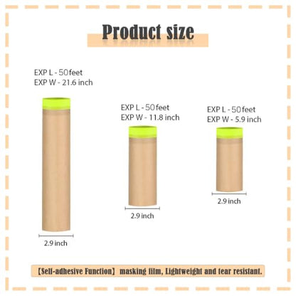 Tape and Drape, Paint Masking Paper, 3 Size, 20" X 150feet, 6"12"20" - style: 3 pack(6",12",20")