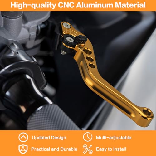 Universal Motorcycle 7/8" 22mm Brake Master Cylinder Clutch Lever - color: Gold