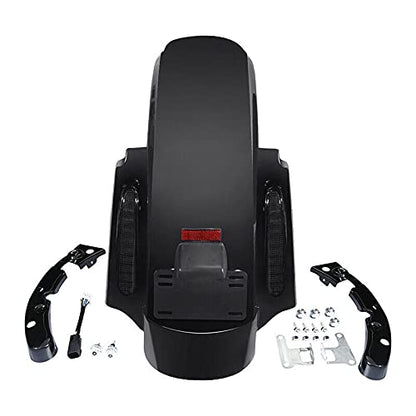 TCMT Hard Saddlebags 6X9" Speaker Lids & Liners Carpet Insert + LED Rear Fender Fit For Harley Touring Road King Electra Glide Street Glide Road Glide Ultra Classic 2009-2013 - color: Rear Fender Smoke Lens, size: Hard Saddlebags 6x9" Lids(Black Latches)