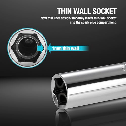 DURATECH 5/8" Swivel Magnetic Spark Plug Socket, spark plug gap tool - size: 5/8" x 3/8" x 6"