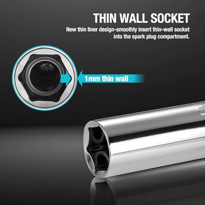 DURATECH 5/8" Swivel Magnetic Spark Plug Socket, spark plug gap tool - size: 5/8" x 3/8" x 6"