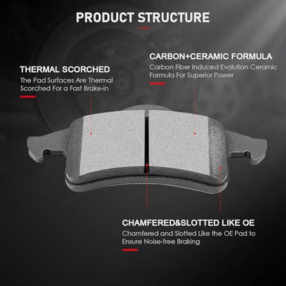 cciyu D945 D791 Brake Pads w/Hardware Front Rear Disc Brake Pad Set - size: Front[D945] + Rear[D791]