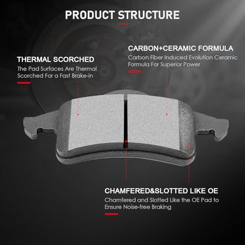 cciyu D945 D791 Brake Pads w/Hardware Front Rear Disc Brake Pad Set - size: Front[D945] + Rear[D791]