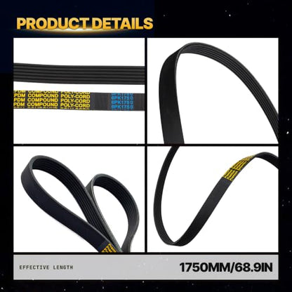 12669858 Serpentine Drive Belt with Chevy Silverado Suburban Tahoe - size: 6PK1750-1750mm