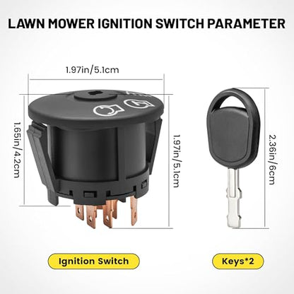 Oyviny Lawn Mowers Ignition Switch Replaces 532175566 925-1741 175566 175442 GY20074 94762 163968 Ignition Switch with Keys 7 Terminals for Husqvarna John Deere Cub Cadet Craftsman Mower