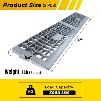 Modular Threshold Ramps for Doorways, 1" Rise Wheelchairs Ramps for Home Indoor, Solid Upgrade Material 3000 Lbs Load Capacity Door Ramps for Cars(2 PCS) - size: 1''-2 Packs