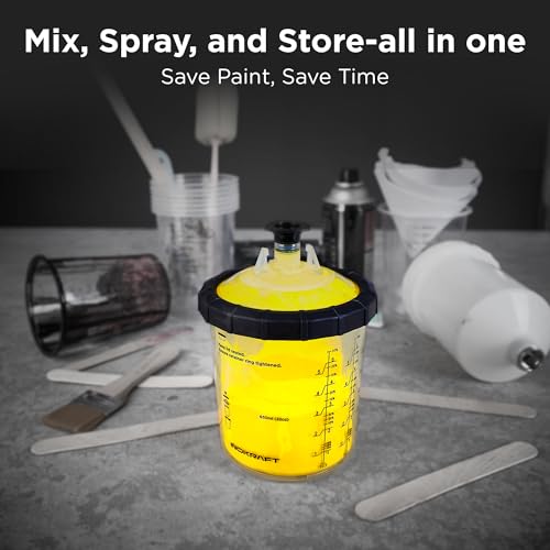 InoKraft Disposable Paint Spray Gun Cup, Paint System for HVLP and LVLP Paint Spray Paint Gun, Standard 22 Ounce (650ml) Kit with 45 Cups and Lids System, 1 Hard Cup with Retainer Ring and 20 Plugs - size: 22 oz 45-pack (Pro Kit)