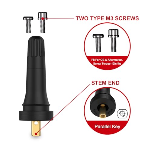 SUNSOUL TPMS 20008 Replacement Tire Pressure Sensor Rubber Valve Stems for 0.453 inch 11.5mm Rim Holes on Standard Vehicle Tires, Pack of 5 Sets TPMS Valve Stems - color: TPMS20008-5pcs