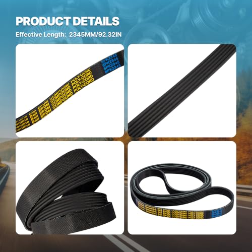 6PK2345 Serpentine Belt Compatible with Chevrolet Express Silverado - size: 6PK2345-2345mm