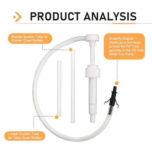 Fluid Pump for Standard Quart Bottles, Composite Plastic Heat-resistant Aging-resistant Transmission Oil Pump, Filling Tool with Third-hand Adapter, Universal for Most Vehicles (White)