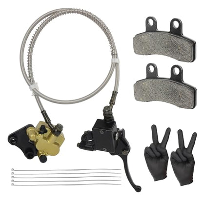 Front Disc Brake Master Cylinder Caliper Assembly with Brake Pad Compatible with 50cc 70cc 90cc 110cc 125cc SSR Chinese ATV Dirt Bike Pit Bike Quad