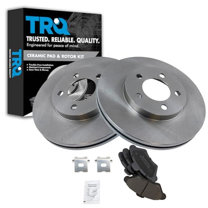 TRQ Front Brake Pad and Rotor Set Ceramic Vented Rotors - style: BKA10809