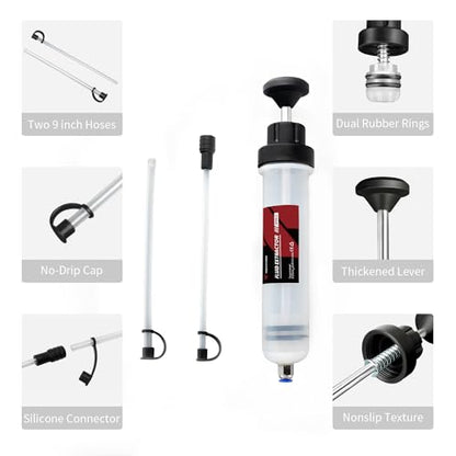 Thorstone 200cc Fluid Extractor Pump with 2pcs 22cm PVC Suction Tubes - size: 200cc