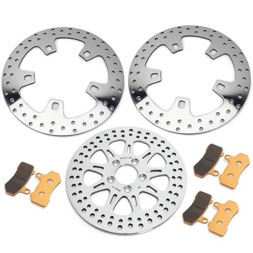 TOFR 11.8" Front Rear Brake Rotors with Pads for Harley Touring 2014-2023 - color: Polished