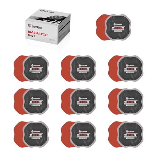 SUNSOUL 10Pcs Bias Tire Patch, 3.75" x 3.75" Heavy Duty Tire Repair Patches - color: 3.75"×3.75"