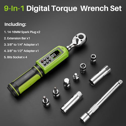 3/8" Digital Torque Wrench-0.66-44.2Ft.Lb for Bike Motocycle Repair - style: 3/8" 0.66-44.25 Ft-Lb Set