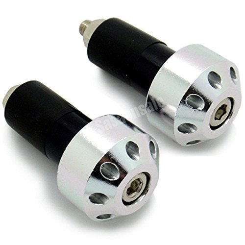 [GT-Speed] Compatible/Replacement for Motorcycle Bar Ends 7/8" Handlebar Grips Plug, Fits Honda Kawasaki Suzuki Yamaha BMW KTM Ducati Triumph (Read Product Description for Model & Year Specification) - color: Silver