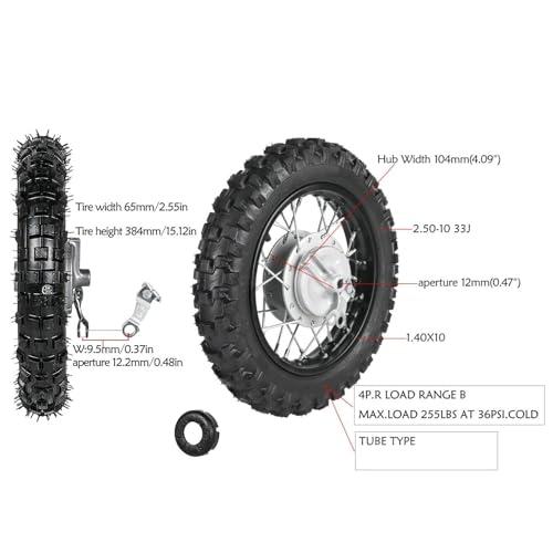 10" Front Wheel 2.50-10 Tire Rim + Front Forks Shock + 7/8" Handlebars + Axle for XR CRF 50 XR50 CRF50 TTR50 PW50 50cc 70cc 90cc 110cc 125cc Dirt Pit Bike Coolster SSR