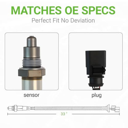 O2 Oxygen Sensor 250-241142 Downstream B1S1 Compatible with Volkswagen Golf R/GTI Alltrack SportWagen,Atlas,Atlas Cross Sport, Audi A3,A3 Quattro,A8 Quattro W,R8,S3,TT Quattro,TTS Quattro #06K906262AC - size: 250-241142