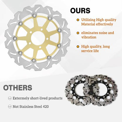 Front Rear Brake Disc Rotors Pads for Suzuki GSXR 1000 2001 2002 - color: Gold