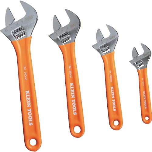 KLEIN TOOLS D5074 4-Piece Extra Capacity Adjustable Wrench Set - size: 4-Piece Kit