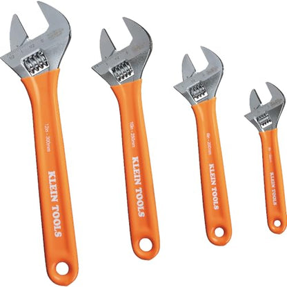 KLEIN TOOLS D5074 4-Piece Extra Capacity Adjustable Wrench Set - size: 4-Piece Kit