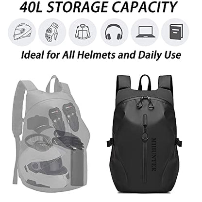 Motorcycle Helmet Backpack, Waterproof Riding Backpacks for Men - color: Black(Backpack)