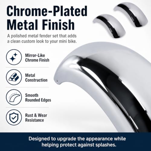 JMCHstore 2 Universal Mini bike Chrome Fender for Monster Mega Moto MMB80 Baja DB30, Coleman CT100U CC100X RB100 105cc; Mudguard for FPR GMB100 Motovox MBX10, Mototec Mini Bike parts - size: 100CC