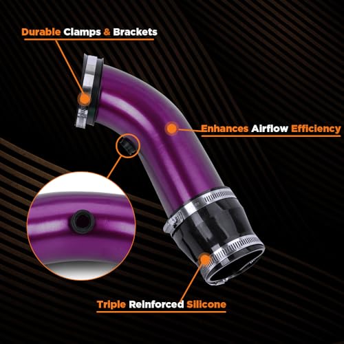 BARTOO 3 Inch Cold Air Intake Pipe Turbo Piping for Car Truck Purple - color: Z-Purple Pipe