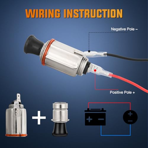 Nilight 12V Cigarette Lighter Car Replacement Socket with Terminals Wires Built-in Fuse auto Cigarette Lighter Adapter Push Button car Accessory Replacement Plug for Car Truck RV ATV UTV Marine Boat - color: 1 Pack