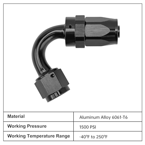 EVIL ENERGY 8AN Hose End Fitting 120 Degree Swivel for CPE Braided Fuel Hose Black - size: 8AN, style: 120 Degree