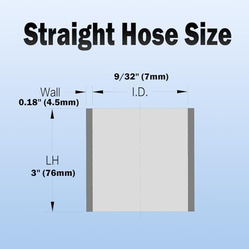 Automotive Silicone Tubing, 9/32" (7mm) ID Straight Hose，3"(76mm) Leg Length，3-Ply High Performance Coupler Universal Silicone Hose (Black) - size: 9/32" (7mm)