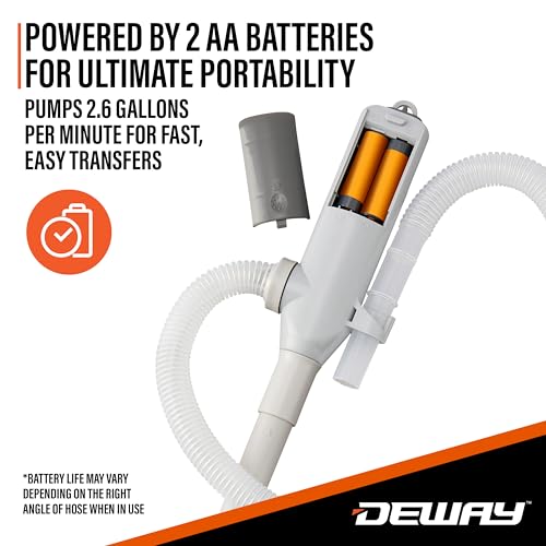 Deway Battery-Powered Stick Transfer Pump, AA Battery, 2.6 GPM, 39 In Hose - style: Basic No Auto-Stop
