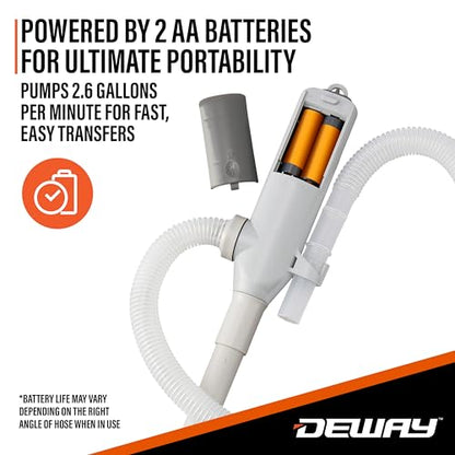 Deway Battery-Powered Stick Transfer Pump, AA Battery, 2.6 GPM, 39 In Hose - style: Basic No Auto-Stop