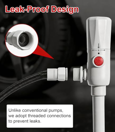 anngrowy Fuel Transfer Pump Battery Powered with Auto-Stop/Hand Trigger Nozzle, Gas Can Pump Transfer with 3.2/2.8 GPM, 51"/53.7" Hose, Liquid Transfer Pump for Oil, Gasoline, Diesel (Piston) - style: Piston