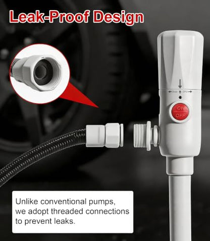 anngrowy Fuel Transfer Pump Battery Powered with Auto-Stop/Hand Trigger Nozzle, Gas Can Pump Transfer with 3.2/2.8 GPM, 51"/53.7" Hose, Liquid Transfer Pump for Oil, Gasoline, Diesel (Piston) - style: Piston
