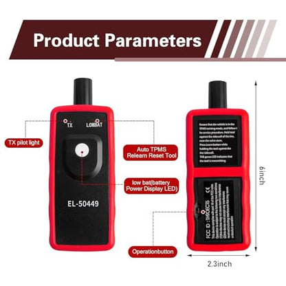 EL-50449 Car TPMS Activation Tool,6×2.3" Relearn Tool for Vehicle Tire Pressure, Portable Compact TPMS Monitor and Relearn Sensor, Universal for Most Cars, Trucks, SUVs (Black)