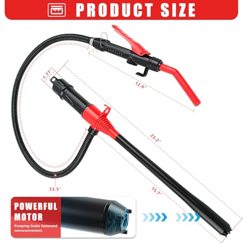 Knoweasy Battery-Powered Transfer Pump, Portable Electric Siphon for Gas, Diesel, Water, 2.2 GPM Flow, 16-Inch Tube Fits 3-5 Gal Cans, Multi-Purpose Fluid Extractor and Oil Mover