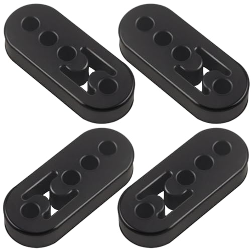 Rubber Exhaust Hanger 4 Pack, 4 Holes Adjustable Muffler Hanger, Universal Muffler Exhaust System, Insulator Bushing Mount, Weather-Proof High Density Tail Pipe Hanger
