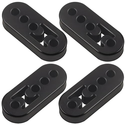 Rubber Exhaust Hanger 4 Pack, 4 Holes Adjustable Muffler Hanger, Universal Muffler Exhaust System, Insulator Bushing Mount, Weather-Proof High Density Tail Pipe Hanger