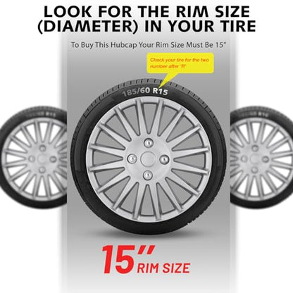 Auto Hubcap Set, R15 Wheel Cover Replacement, 15" Snap On Hubcaps - color: 5019-Lacquer-15