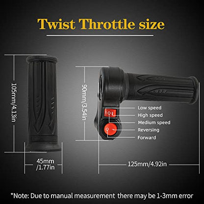 Doinal Electric Twist Throttle 72V 60V 48V 36V 24V Universal Throttle for Electric Scooter Razor Dirt Bike, Volt Meter Throttle with Key, 3 Speed Throttle, Twist Throttle for Electric Motorcycle ATVS - style: 3-speed &Reverse Throttle
