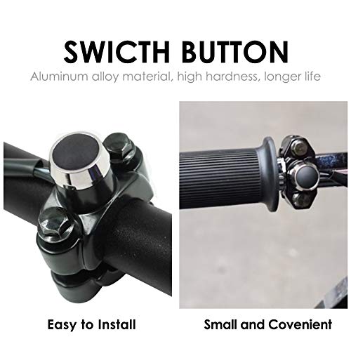 Aluminum 7/8" Motorcycle Handlebar Control Horn Start Switch Button Momentary Action with Two Bullet Connectors Black Button