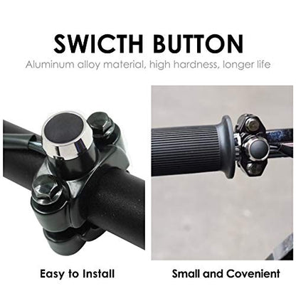 Aluminum 7/8" Motorcycle Handlebar Control Horn Start Switch Button Momentary Action with Two Bullet Connectors Black Button
