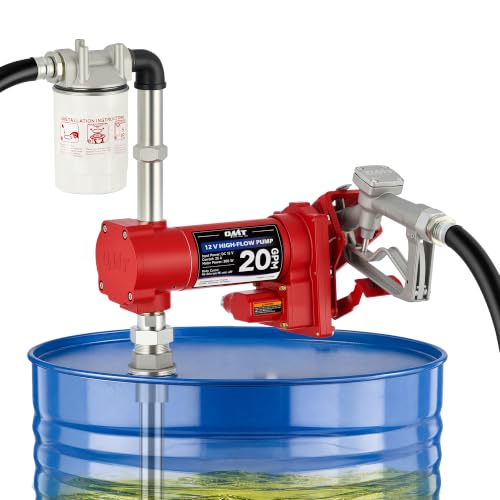 OMT 12V 20 GPM Fuel Transfer Pump with Manual Nozzle & Filter - color: 20GPM Gas Pump Kit with Filter