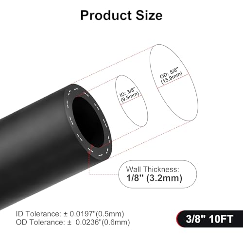 3/8 Heater Hose, 3/8" Coolant Radiator Hose SAE 20R3 Black 10FT - size: 3/8 10FT