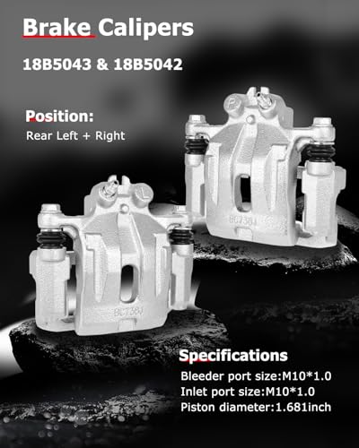 cciyu Rear Left & Right Disc Brake Calipers w/Bracket 18B5043 18B5042 - size: Rear[18B5043+18B5042]